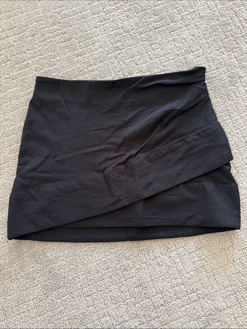 Free People Black Asymmetric Wrap Mini Skirt